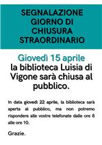 Chiusura Biblioteca comunale 