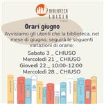 Orario giugno Biblioteca
